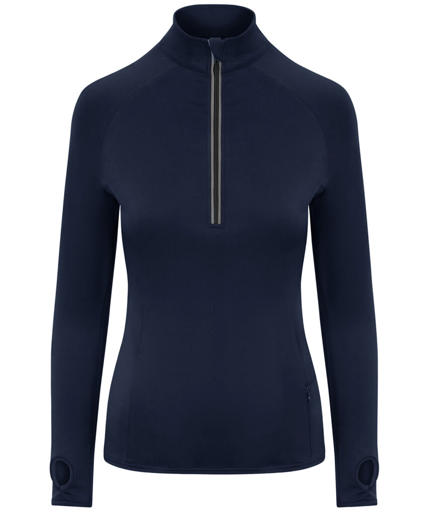 Womens long sleeve half zip - Newtown Embroidery